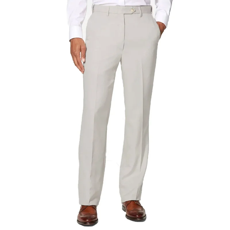 Microfiber Performance Trouser in Stone (Hampton Plain Front) by Berle