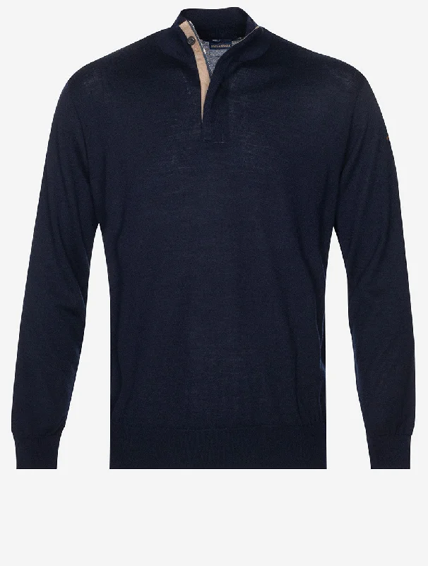 Summer Wool Half Zip Sweater Navy