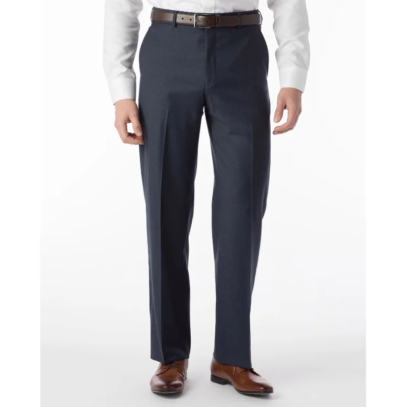 Performance Wool Blend Commuter Bi-Stretch Serge Comfort-EZE Trouser in Navy Mix (Flat Front Models) by Ballin