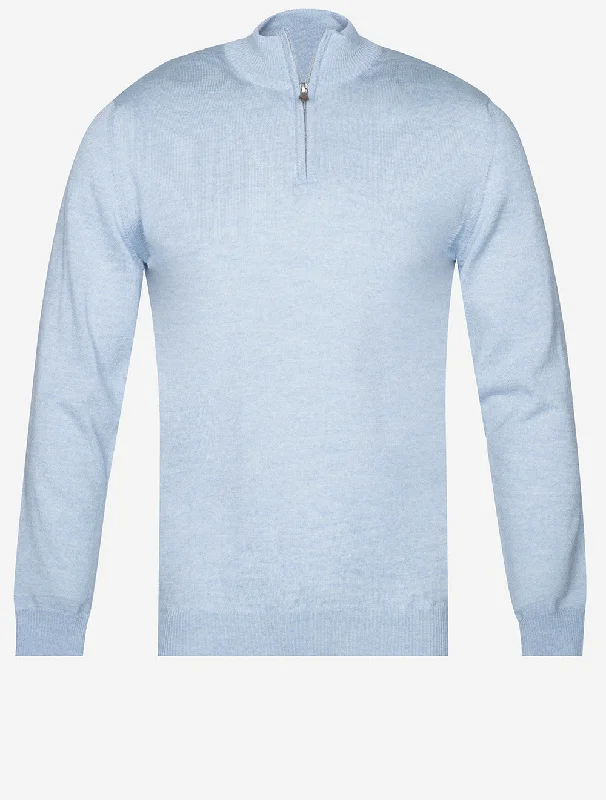 Grey Half Zip Merino Wool Jumper