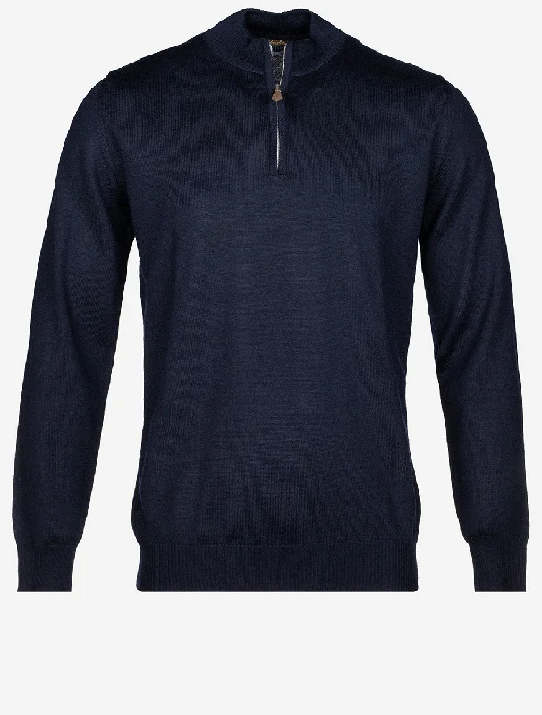 Navy Half Zip Merino Wool Jumper