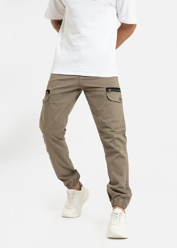 Tan Brown Elasticated Cargo Pant