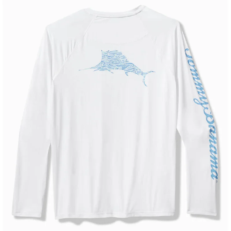 Tommy Bahama Men's IslandZone Chill Time Surf Crew Long Sleeve Rash Guard T-Shirt - White