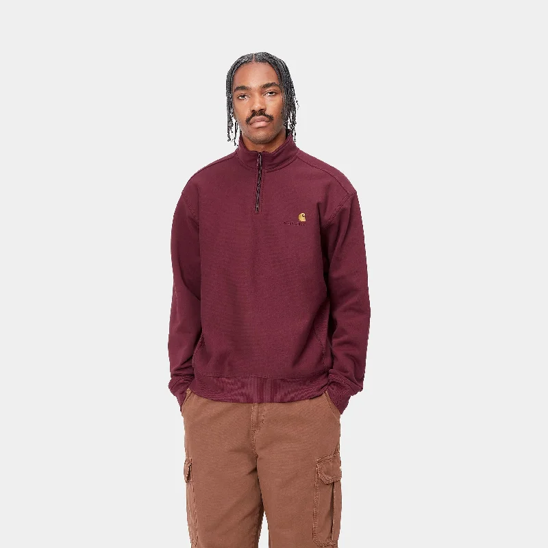 Half Zip American Script Sweatshirt in Malbec