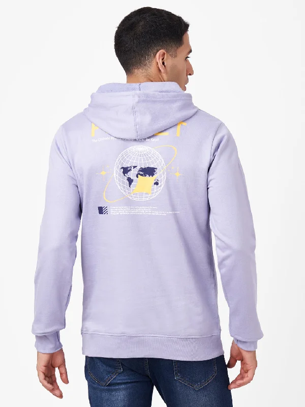 Lavender Printed Full Sleeve Hoodie