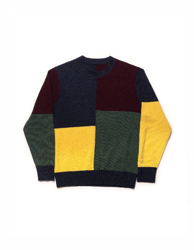 PANELED FUN CREW NECK SWEATER