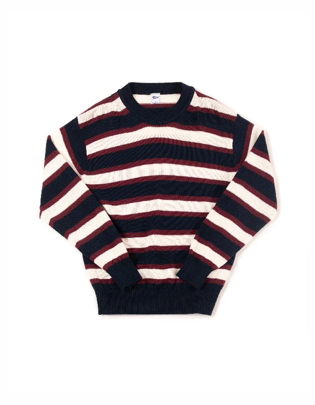 Stylish Hats Relaxed T-shirts STRIPE CREW NECK SWEATER - NAVY/CREAM