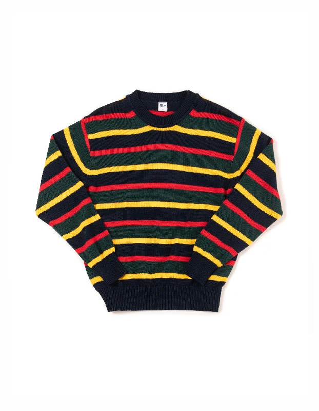 Graphic Sweatshirts Trendy Sweaters STRIPE CREW NECK SWEATER - NAVY/GREEN