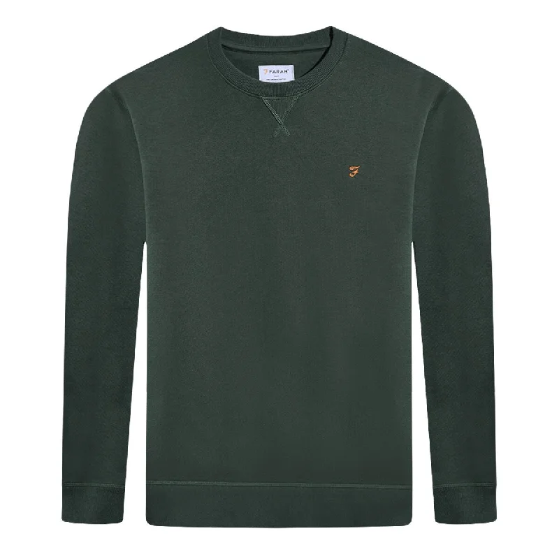 Slim Fit Organic Cotton Crew Neck Sweatshirt in Evergreen