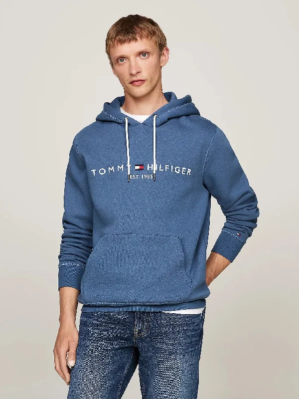 Logo Embroidery Hoody in Aegean Sea