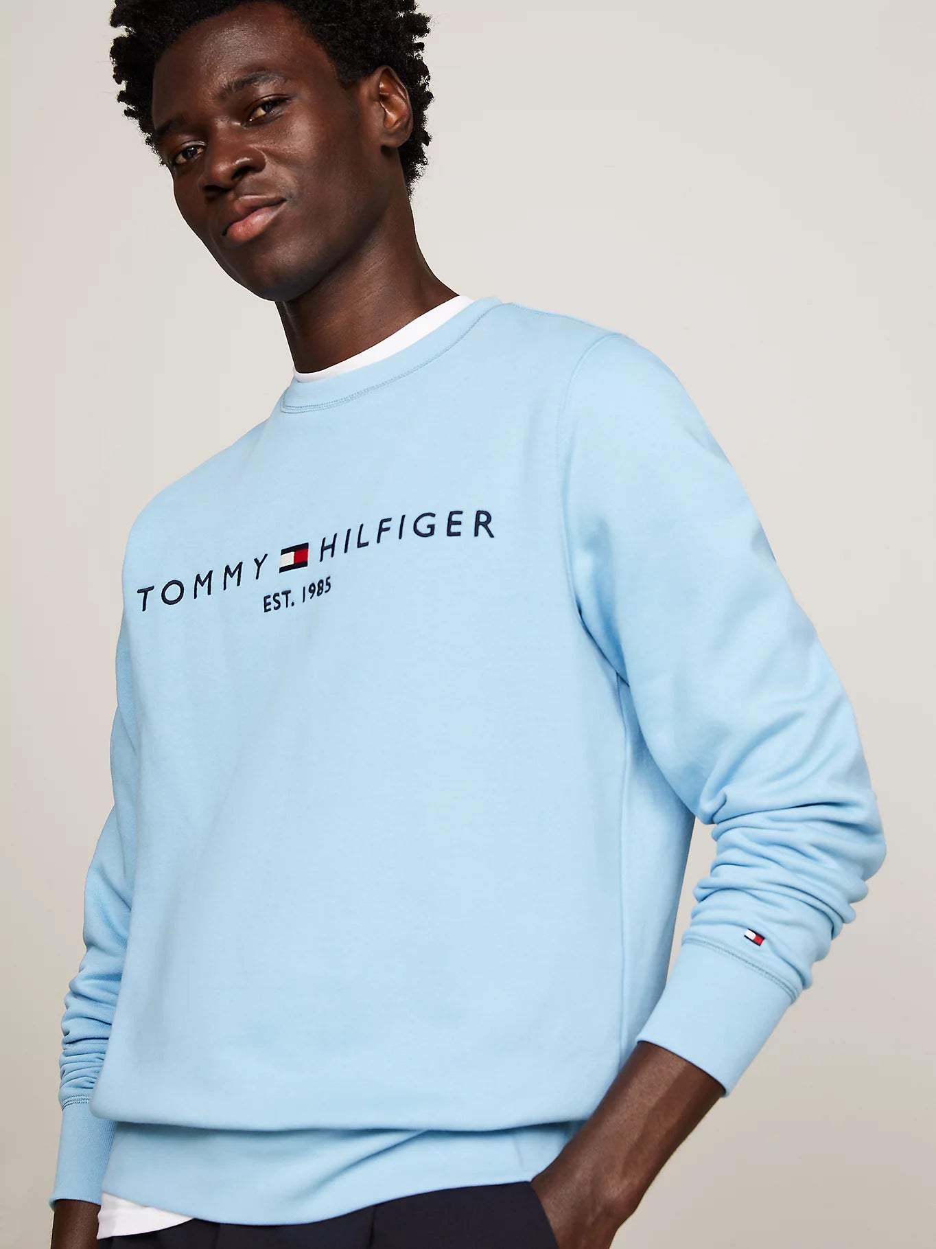 Logo Graphic Crew Neck Sweatshirt in Sleepy Blue